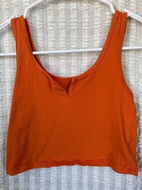 Wild Fable XS Orange Crop Tank Top; Cotton, Spandex